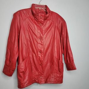 M Pelle New York Milan Red Leather Bomber Jacket IC
